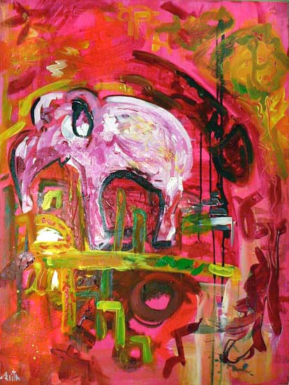 elephant in room Keith Kimmel (known as the art of kEith) painting, "elephant in room"